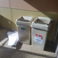 Beige Square Garbage Can with Lid